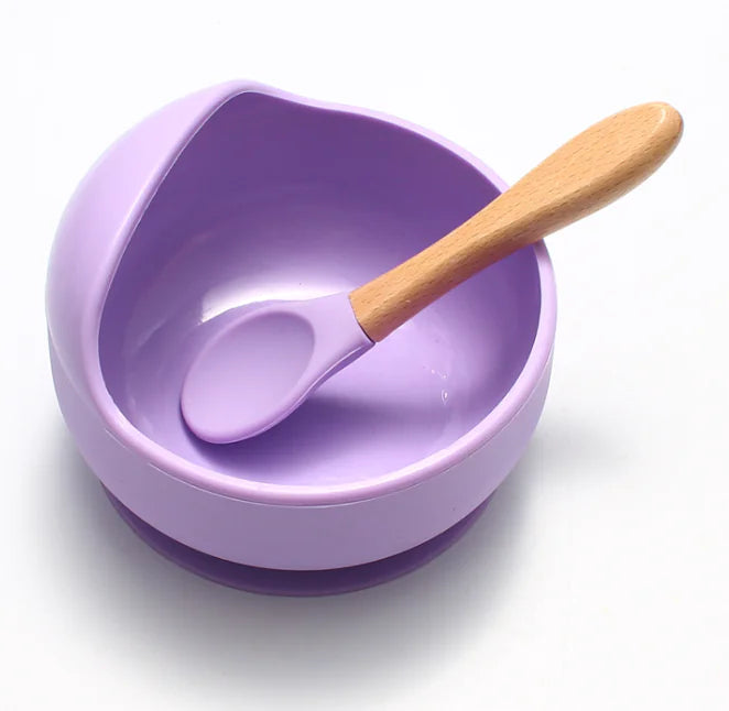 Silicone Baby Feeding Bowl and Spoon Set for Kids