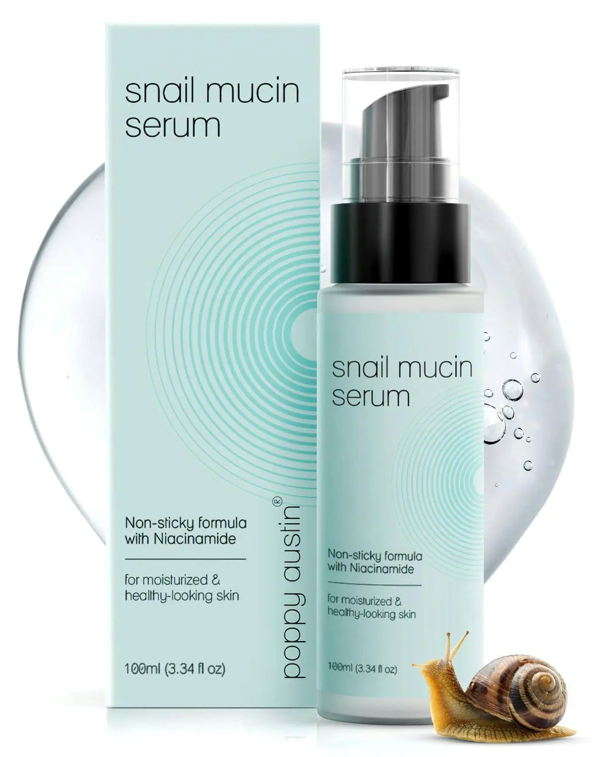 96% Snail Mucin Serum with Niacinamide Snail Serum for Face Hydrating Serum Snail Mucin Essence Face Serums for Anti Aging Serum (3.34 Fluid Ounces)