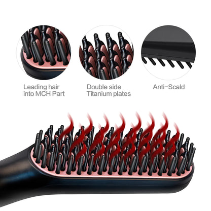 Straightening Brush and Beard Comb Set