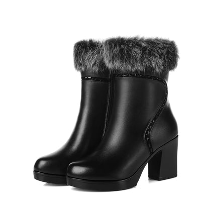 Winter Fashion Genuine Leather Women’s High Heel Boots