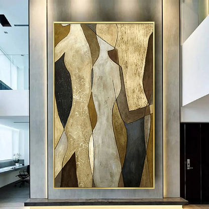 100% hand drawn abstract oil painting on canvas Modern Home Golden Line Wall Art Picture Large mural for living room decor paint