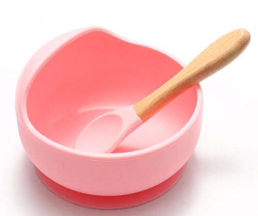 Silicone Baby Feeding Bowl and Spoon Set for Kids