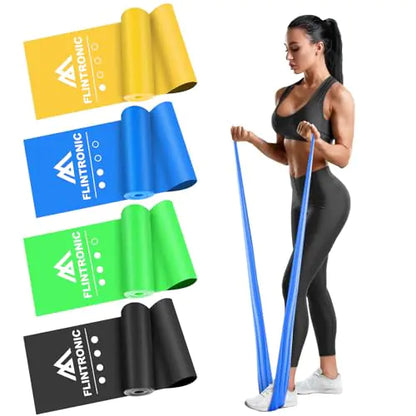 Flintronic Exercise Resistance Bands 4 Pack Resistance Bands Set TPE Elastic Bands with 4 Resistance Levels 1.5M Workout Resistance Bands for Women and Men Strength Training Yoga Pilates