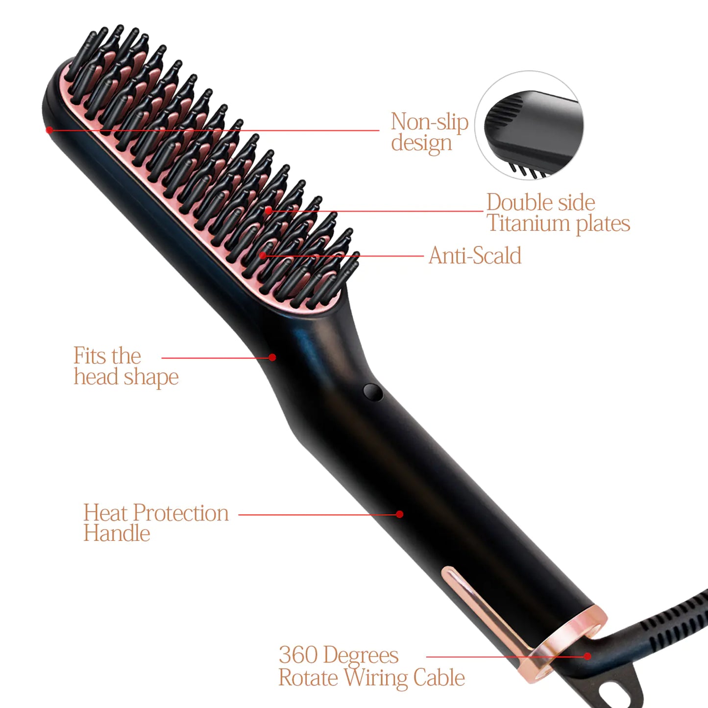 Straightening Brush and Beard Comb Set