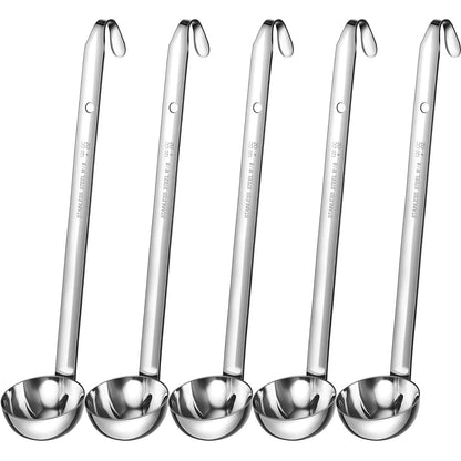 Cunhill 5 Pcs Soup Ladles Serving Ladles Stainless Steel Ladles with Long Handle for Serving Cooking Stirring Portioning Kitchen Restaurant Accessories(4 oz)