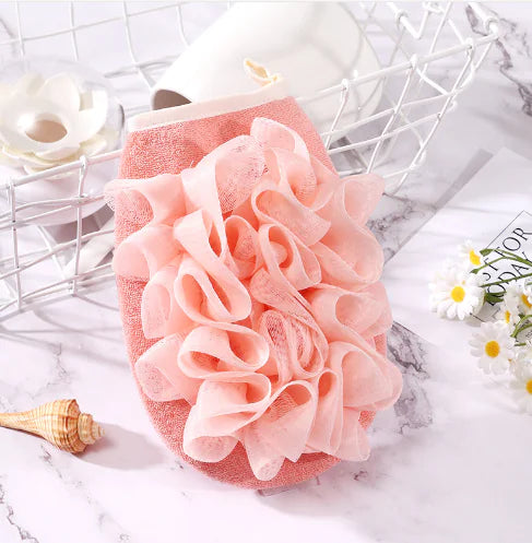 Exfoliating Bath Gloves with Bath Flower (One Set)